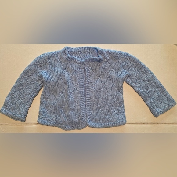 Handmade Soft Knit Open Cardigan Sweater Blue Girls size (18 months - 2T) - Picture 1 of 7